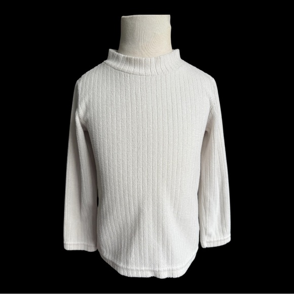 Uniqlo Kids White Ribbed Long Sleeve Crew Neck Sweater Size 3T-4T - Picture 1 of 1
